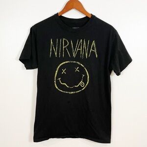 NIRVANA Graphic Concert Logo Band Tee Medium Black Yellow